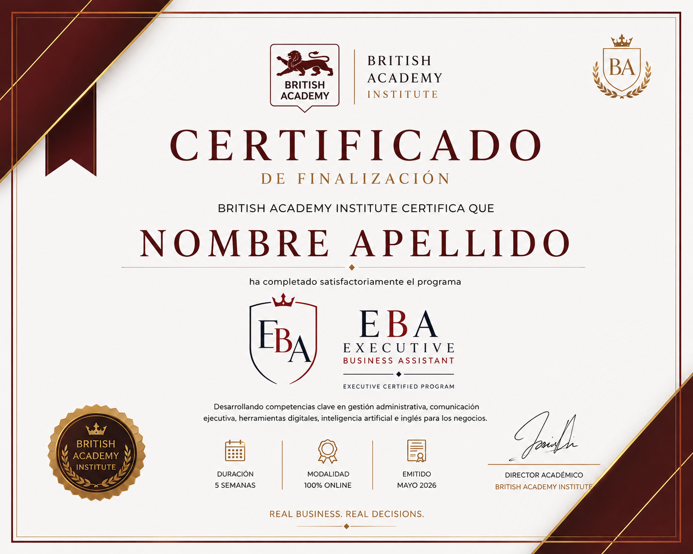 Certificación British Executive Business Assistant